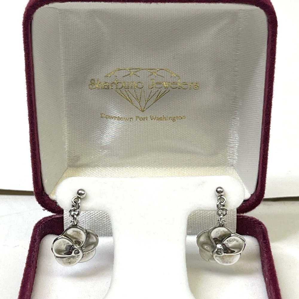Sterling Silver‎ 925 Flower Jewelry Set Necklace Earrings Diamond Center Gift - Picture 7 of 11